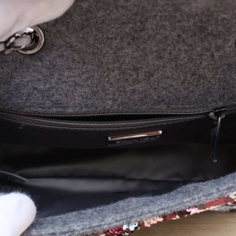 CHANEL CF口蓋包大Mini20拼色珠片28開銀扣聖誕限定肩背包-3