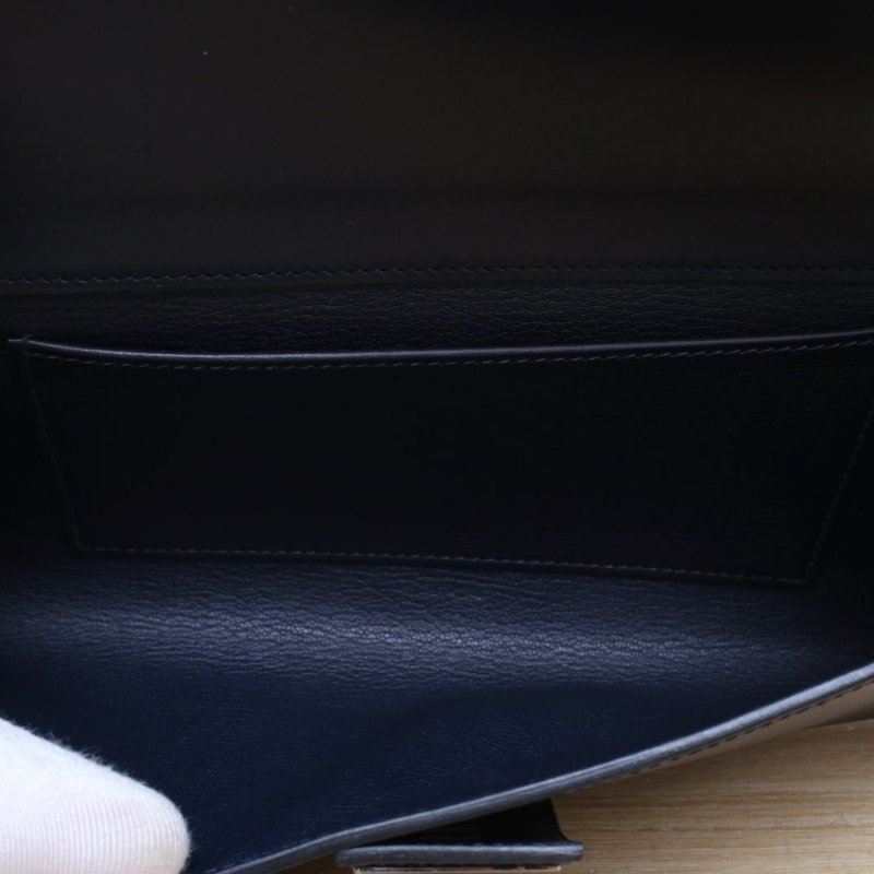 HERMES 89黑色Box皮框O銀扣CDC手拿包肩背包-2