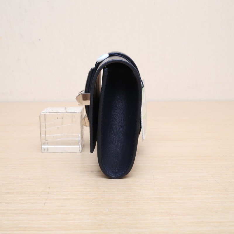 HERMES 89黑色Box皮框O銀扣CDC手拿包肩背包-4