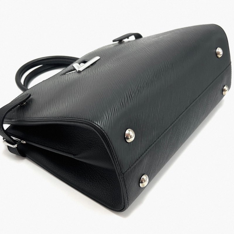 LV 黑色銀扣水波紋手提肩背包 31*21*12 98新配件塵袋-2