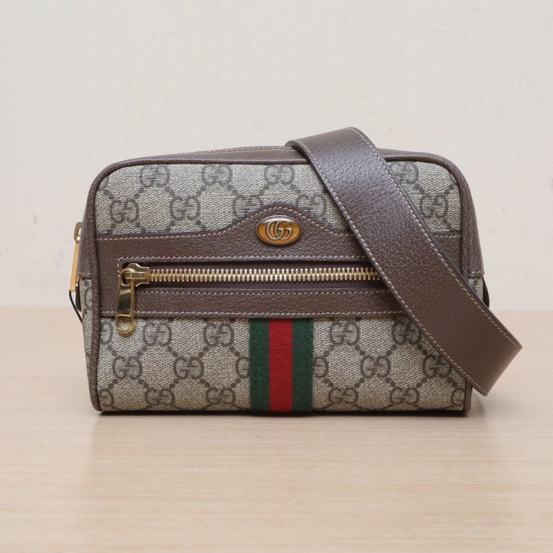 GUCCI OphidiaGG老花相機包MINI烏木色PVC金扣肩背包-1