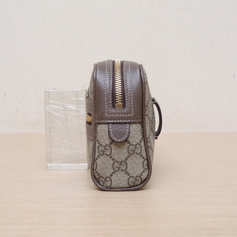 GUCCI OphidiaGG老花相機包MINI烏木色PVC金扣肩背包-3