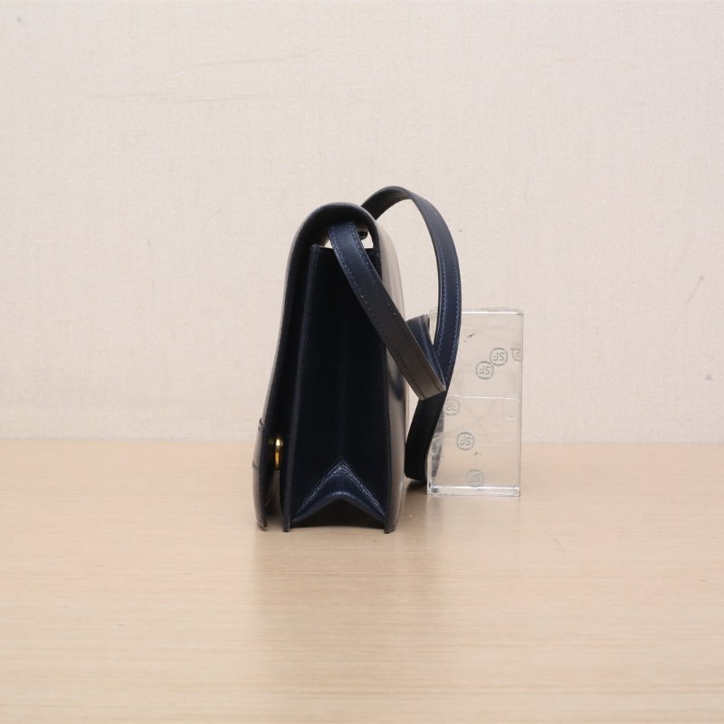 HERMES 76印度藍Box皮圈O金扣中古信封單肩包肩背包-4