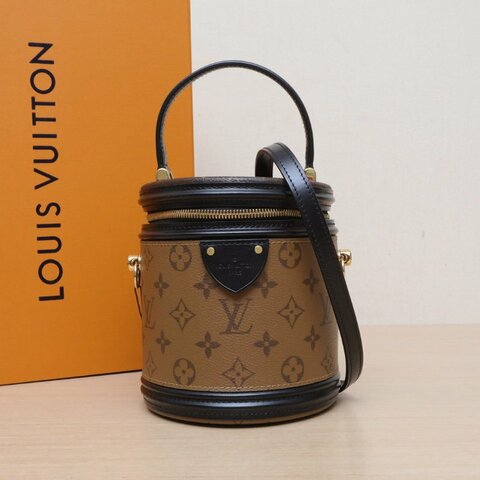 LOUIS VUITTON CANNES圓桶包拼色PVC晶片老花肩背包