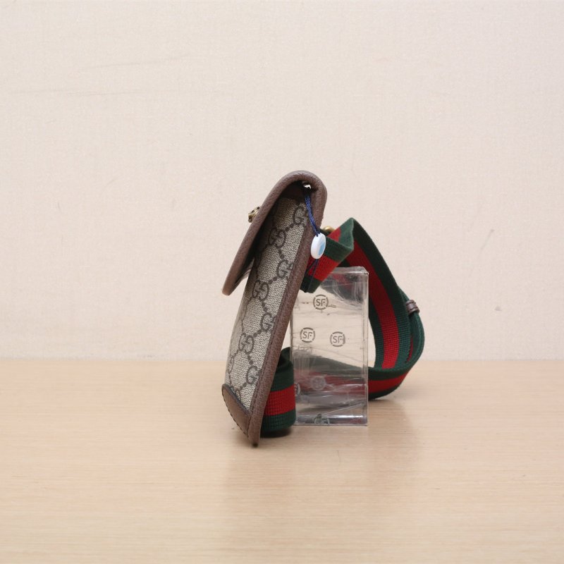 GUCCI NeoVintage虎頭腰包24烏木色PVC金扣肩背包-4