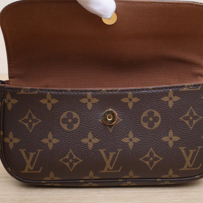 LOUIS VUITTON IVY鏈條腋下包老花PVC金扣晶片肩背包-3