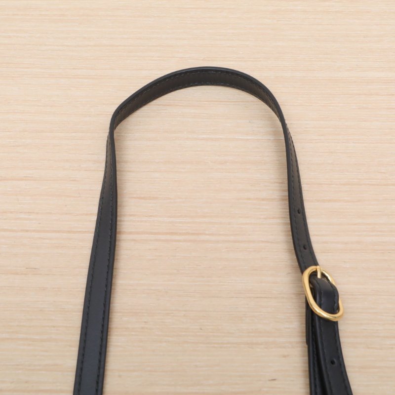 GUCCI 黑色牛皮金扣GG壓紋斜挎包肩背包-2