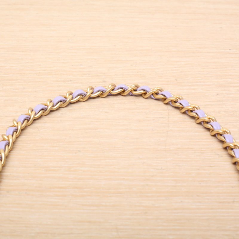 CHANEL 紫色牛皮晶片開金扣24PKelly鏈條手柄手提包19肩背包-2