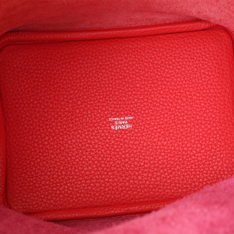 HERMES Picotin18菜籃子I6極致粉拼S3心紅色拼0D墨西哥玫瑰粉TC皮Y刻銀扣肩背包-2