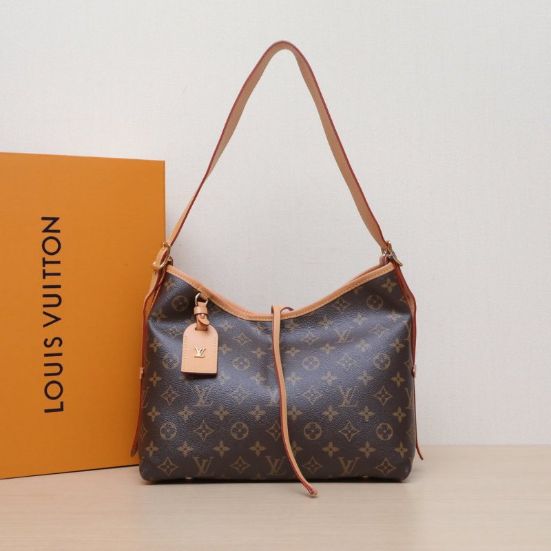 LOUIS VUITTON CARRYALL小號29配子袋老花PVC金扣晶片肩背包-0