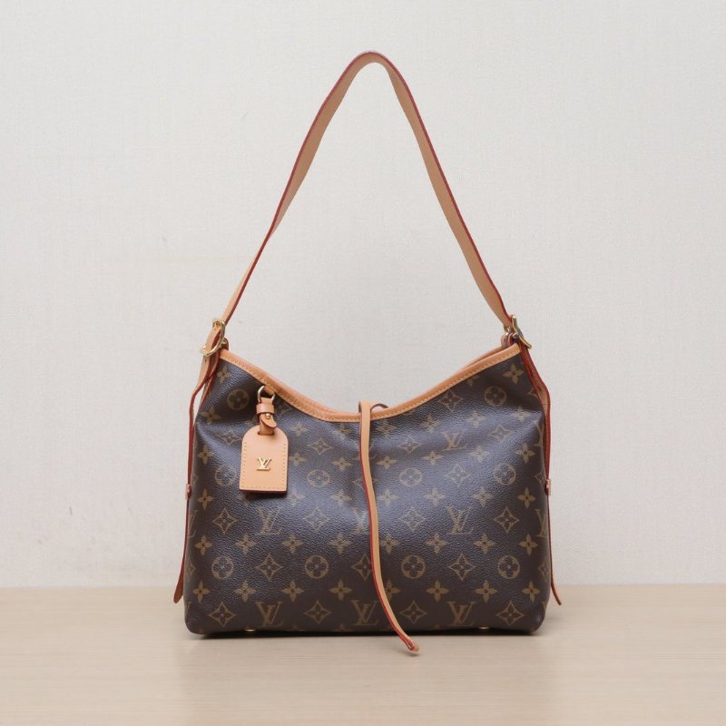 LOUIS VUITTON CARRYALL小號29配子袋老花PVC金扣晶片肩背包-1