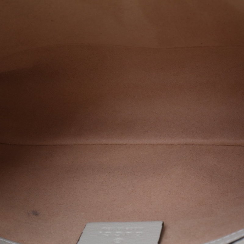 GUCCI 白色牛皮金扣GGLOGO全皮郵差包斜挎包肩背包-2