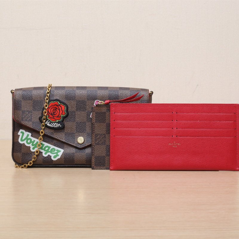 LOUIS VUITTON POCHETTEFELICIE三合一鏈條包棕色棋盤格PVC2018肩背包-1