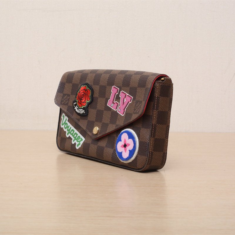 LOUIS VUITTON POCHETTEFELICIE三合一鏈條包棕色棋盤格PVC2018肩背包-3