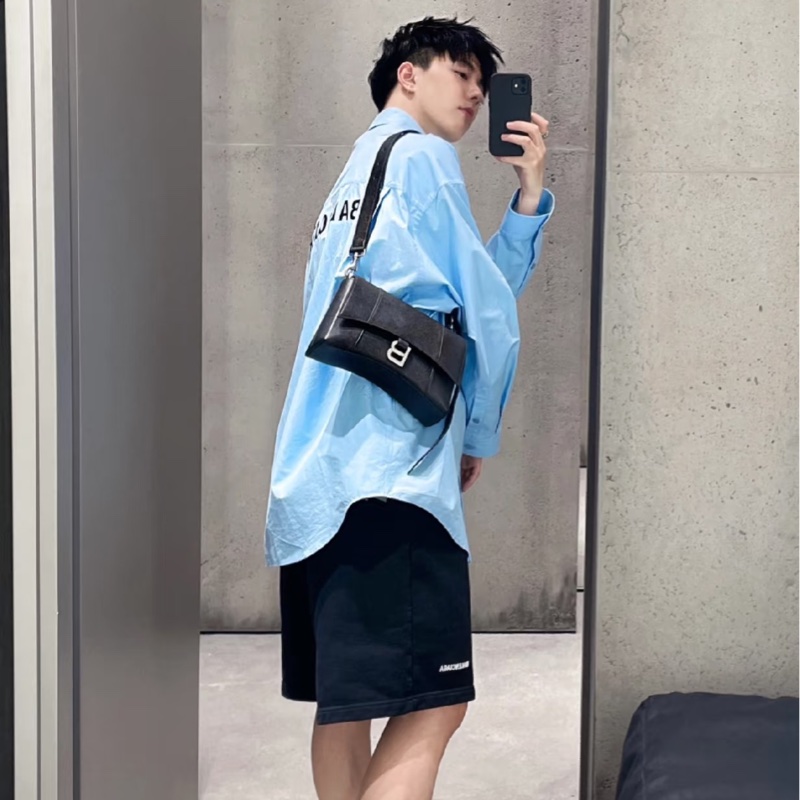 Balenciaga 巴黎世家 Downtown 斜背包 黑 銀釦-50