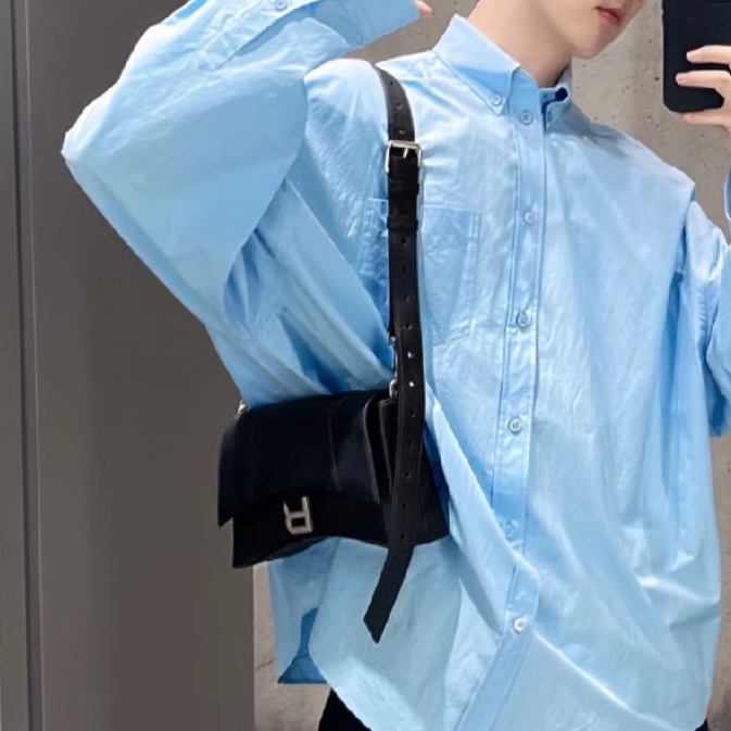 Balenciaga 巴黎世家 Downtown 斜背包 黑 銀釦-51