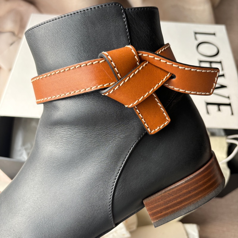 【LOEWE Gate Boot 25】黑色羊皮短靴 40號｜真皮方頭｜二手良好 柔軟好穿 經典配色 附完整配件-4