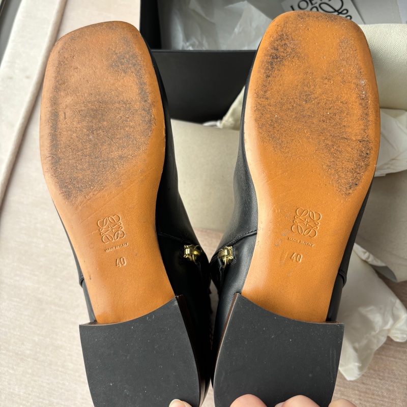 【LOEWE Gate Boot 25】黑色羊皮短靴 40號｜真皮方頭｜二手良好 柔軟好穿 經典配色 附完整配件-18