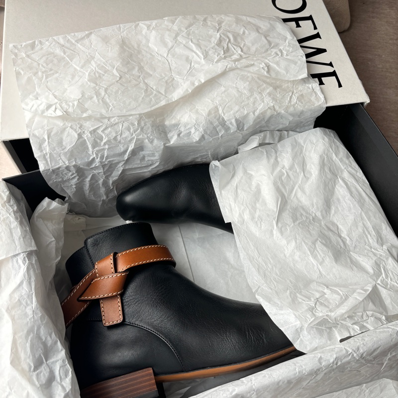 【LOEWE Gate Boot 25】黑色羊皮短靴 40號｜真皮方頭｜二手良好 柔軟好穿 經典配色 附完整配件-21