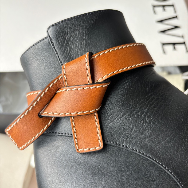【LOEWE Gate Boot 25】黑色羊皮短靴 40號｜真皮方頭｜二手良好 柔軟好穿 經典配色 附完整配件-23