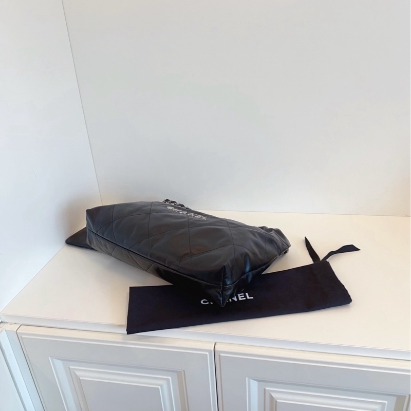【閒置帶膜🆕】Chanel 24c黑銀22bag🖤橫版垃圾袋 小號手提包 單肩包-5