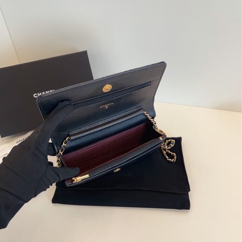 【99新全套🆕】Chanel 芯片 黑金荔枝皮woc 發財包手提包 斜挎包 單肩包-7