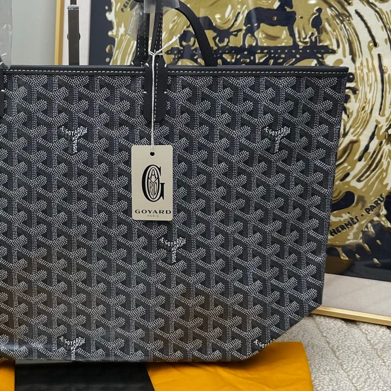 全❤️Goyard 托特 購物袋 黑色狗牙紋 經典狗牙紋配灰色皮質手柄-2