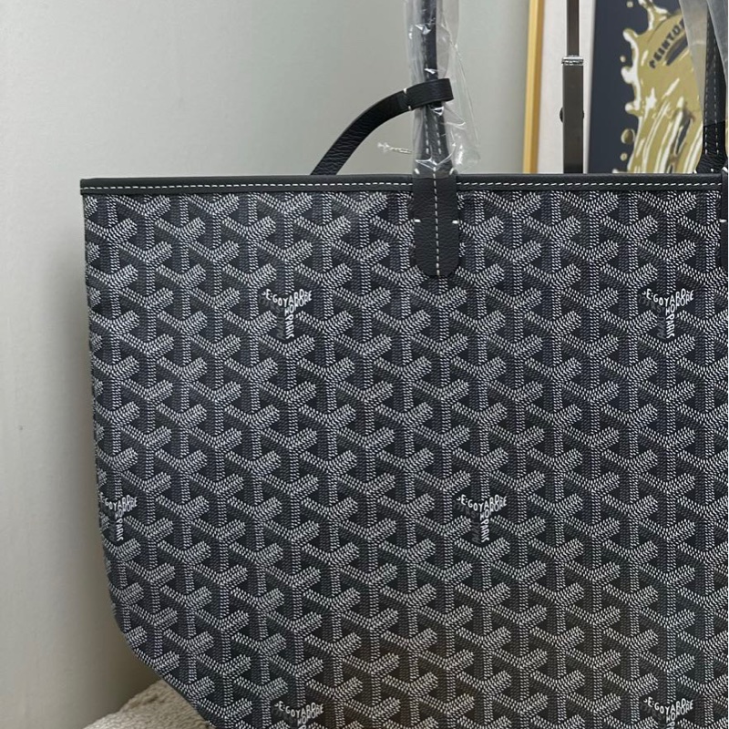 全❤️Goyard 托特 購物袋 黑色狗牙紋 經典狗牙紋配灰色皮質手柄-3