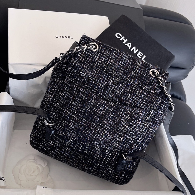 【近新閒置品】Chanel香奈兒薩爾茲堡雙肩包22開無卡 經典粗花呢-1