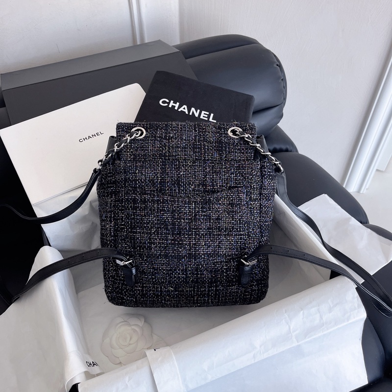 【近新閒置品】Chanel香奈兒薩爾茲堡雙肩包22開無卡 經典粗花呢-2