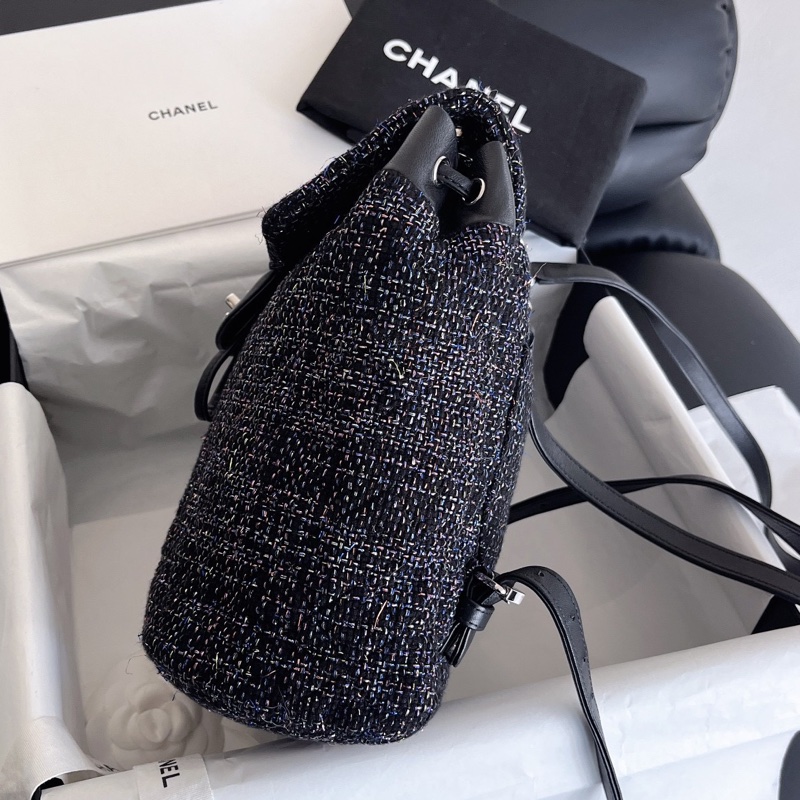 【近新閒置品】Chanel香奈兒薩爾茲堡雙肩包22開無卡 經典粗花呢-3