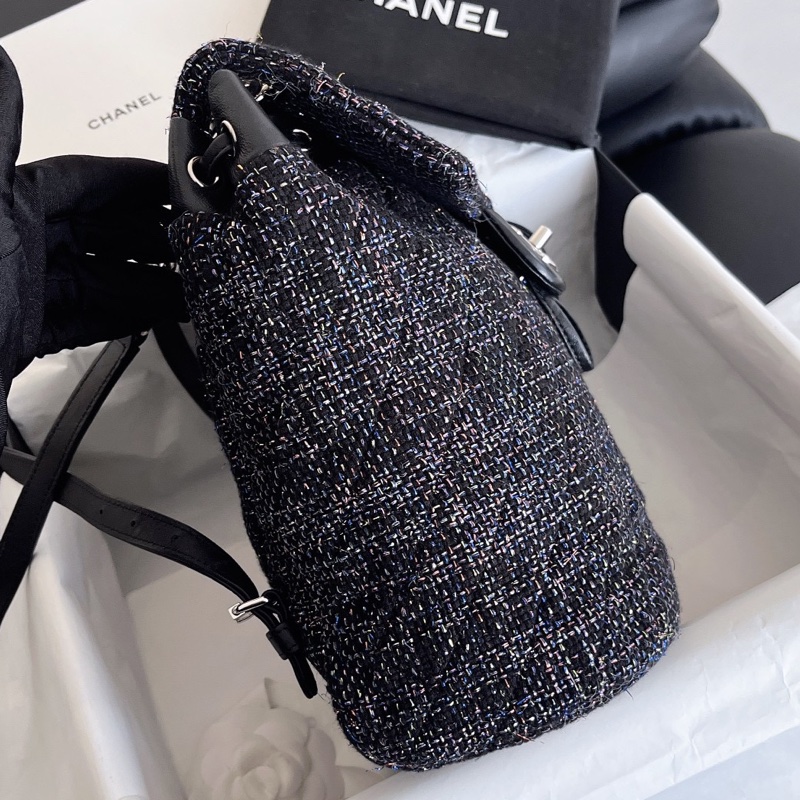 【近新閒置品】Chanel香奈兒薩爾茲堡雙肩包22開無卡 經典粗花呢-4