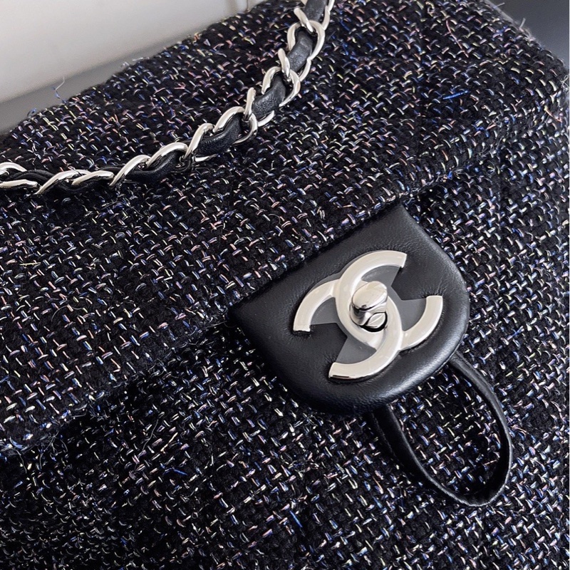 【近新閒置品】Chanel香奈兒薩爾茲堡雙肩包22開無卡 經典粗花呢-5