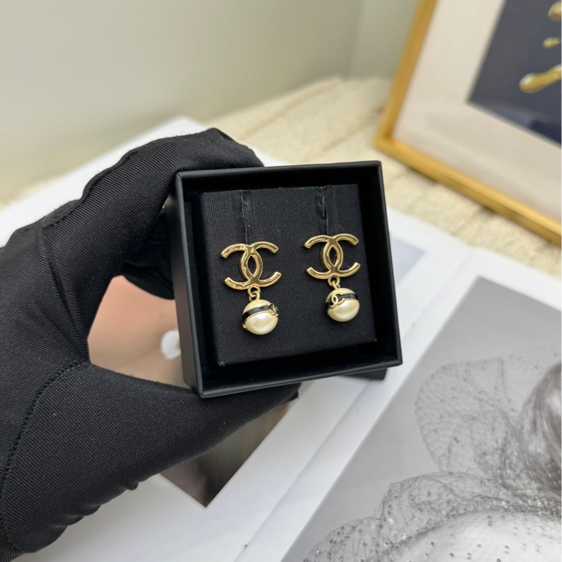 【全套❤️】Chanel 24S珍珠豆 黑色琺瑯雙C耳墜 耳飾-1