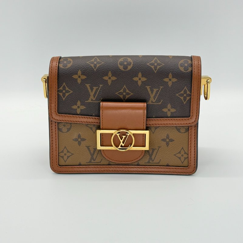 LOUIS VUITTON 路易威登 達芙妮 小號 經典花紋 焦糖色拼棕色 斜背包 單肩包-0