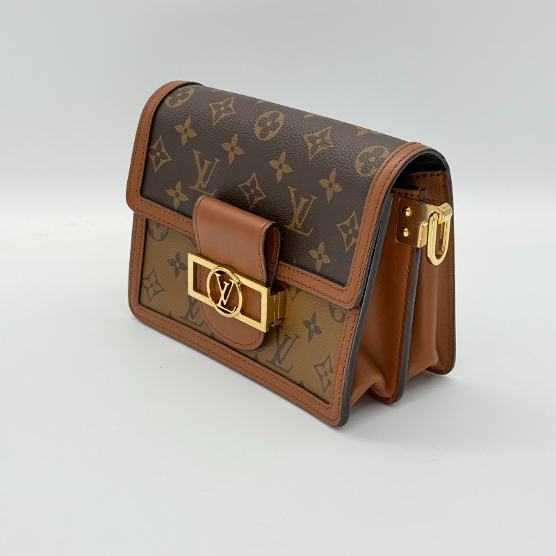 LOUIS VUITTON 路易威登 達芙妮 小號 經典花紋 焦糖色拼棕色 斜背包 單肩包-1