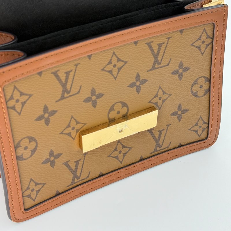 LOUIS VUITTON 路易威登 達芙妮 小號 經典花紋 焦糖色拼棕色 斜背包 單肩包-8