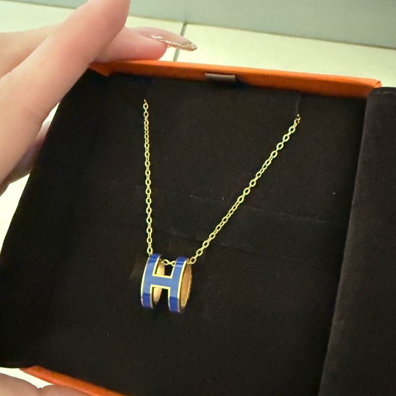 Hermes 特殊藍H項鍊-4