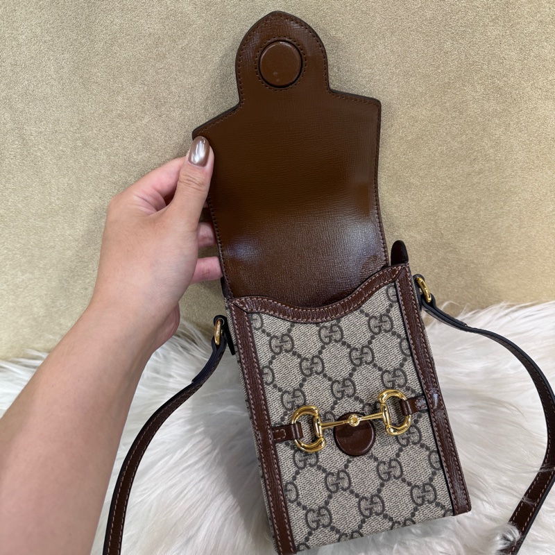 Gucci 1955 PVC 烏木色手機包-8