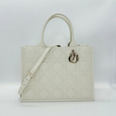 DIOR 迪奧 Book Tote 小牛皮 白色 中型手提單肩包