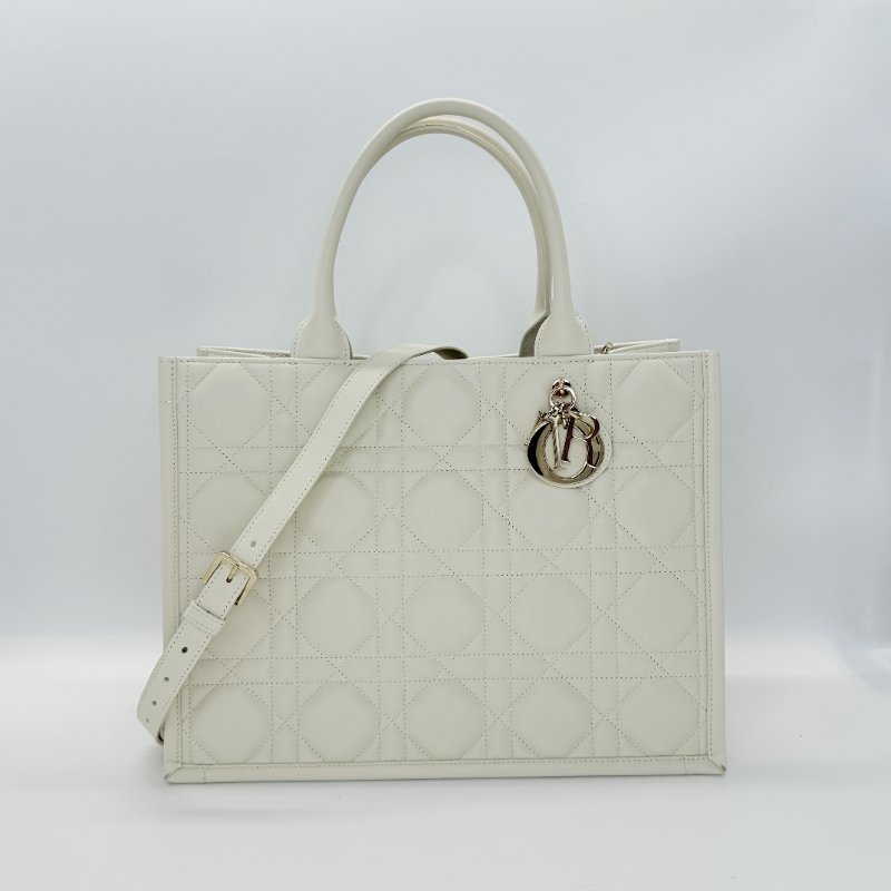 DIOR 迪奧 Book Tote 小牛皮 白色 中型手提單肩包-0