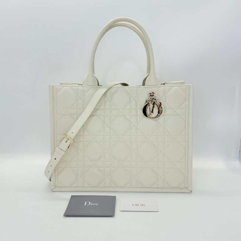 DIOR 迪奧 Book Tote 小牛皮 白色 中型手提單肩包-1