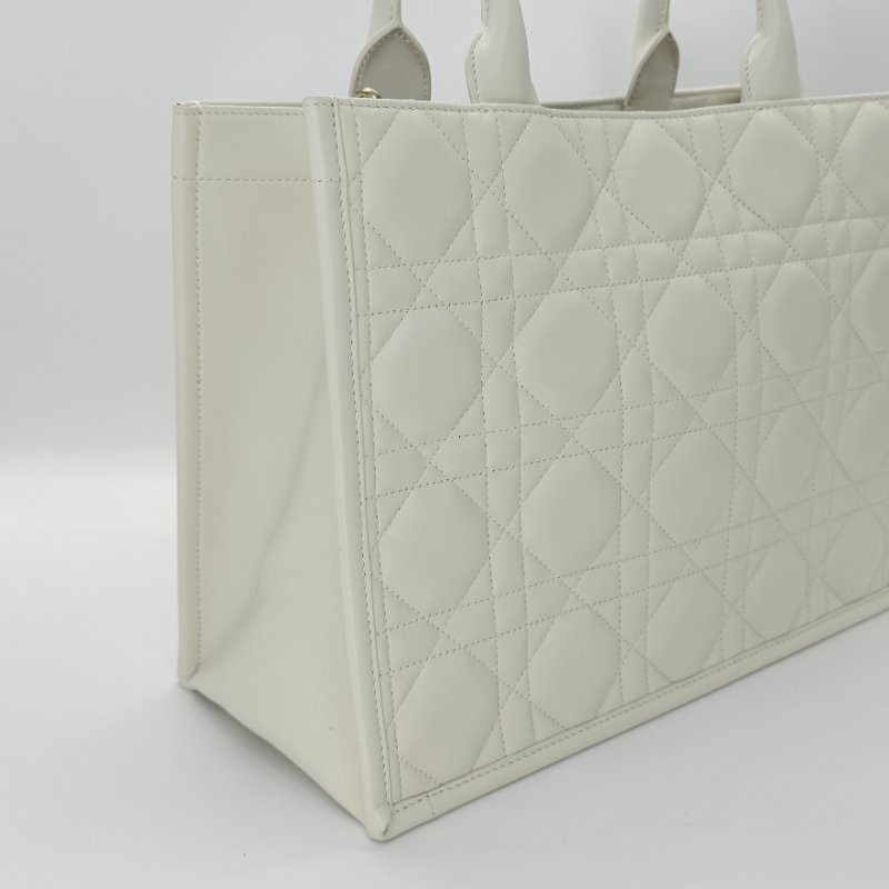 DIOR 迪奧 Book Tote 小牛皮 白色 中型手提單肩包-4