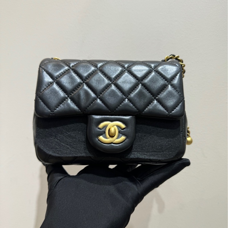 【99❤️】Chanel新款核桃 金珠(金球)方胖子 黑金 斜挎包-1