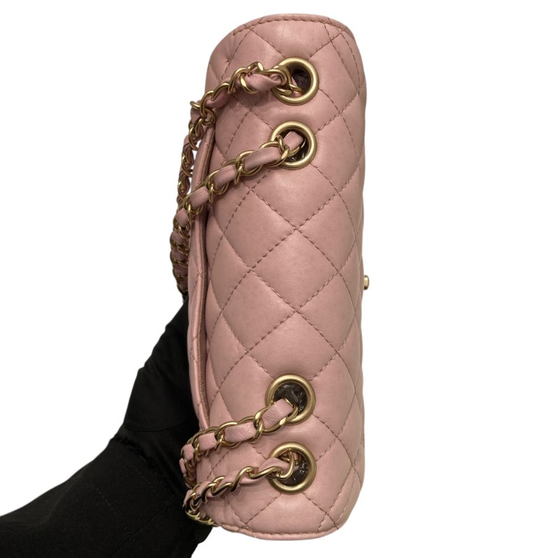 CHANEL 香奈兒 Mademoiselle Chic Flap 羊皮 肩背包 粉色-5