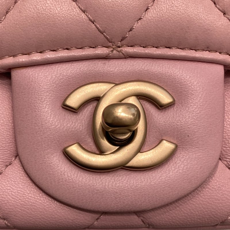 CHANEL 香奈兒 Mademoiselle Chic Flap 羊皮 肩背包 粉色-16
