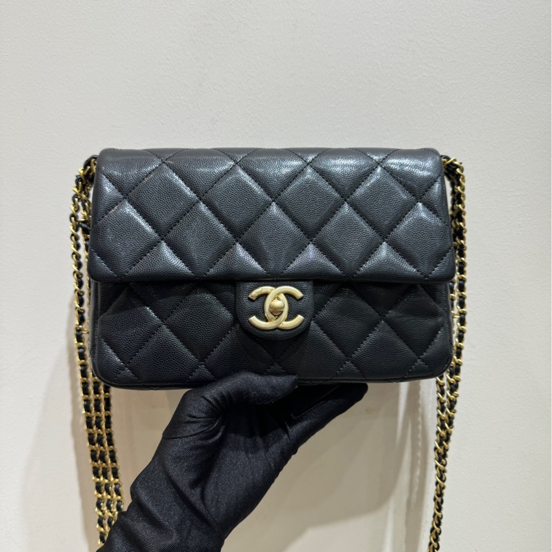 【全❤️】Chanel 24C黑金 荔枝紋牛皮方胖子芯片款 斜挎包-1