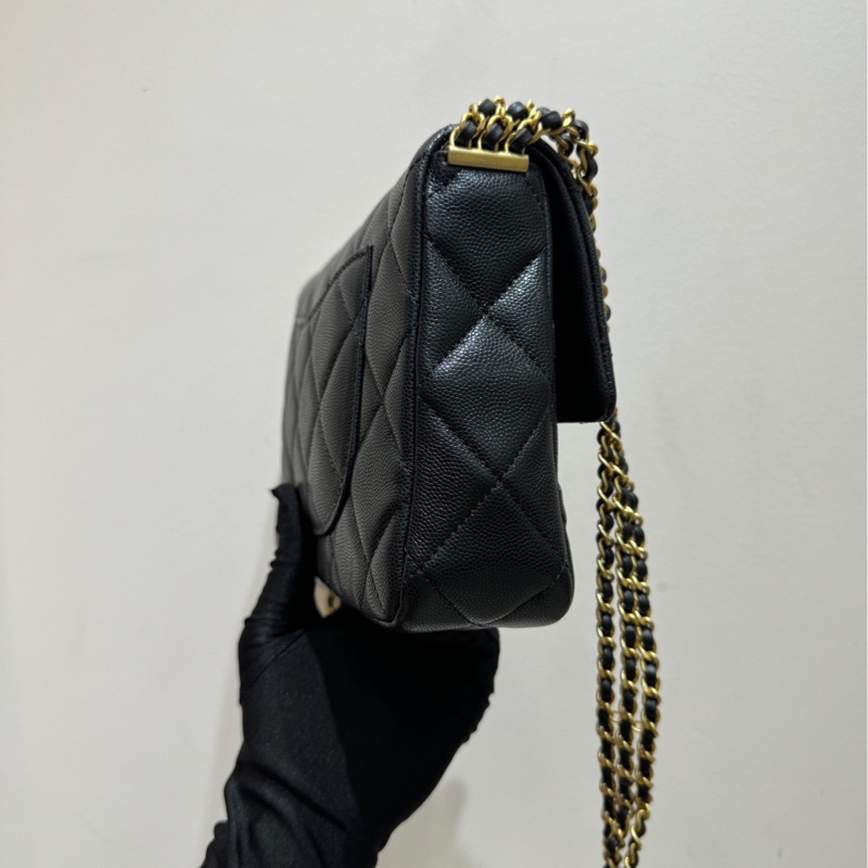 【全❤️】Chanel 24C黑金 荔枝紋牛皮方胖子芯片款 斜挎包-3