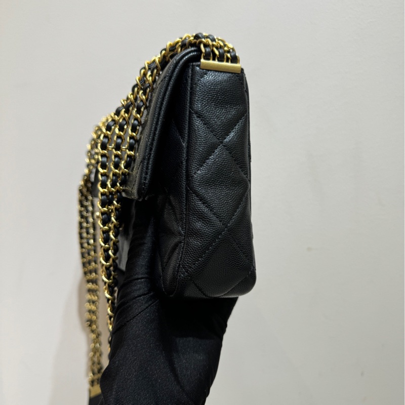 【全❤️】Chanel 24C黑金 荔枝紋牛皮方胖子芯片款 斜挎包-4