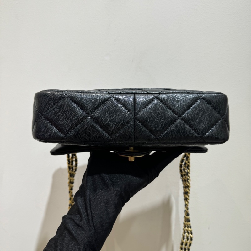 【全❤️】Chanel 24C黑金 荔枝紋牛皮方胖子芯片款 斜挎包-5